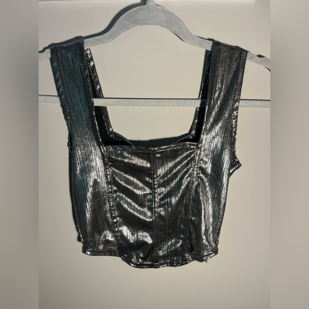 Boohoo metallic crop top